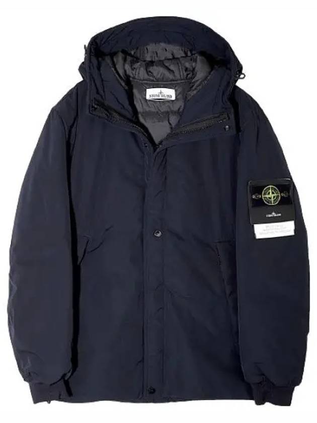 Logo Patch Micro Twill Hooded Jacket Navy - STONE ISLAND - BALAAN 2