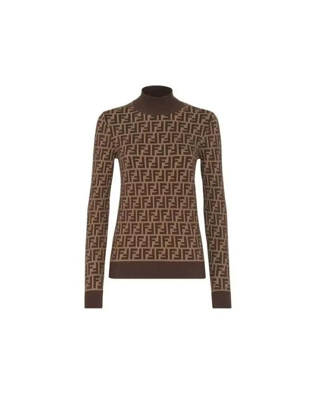 FF Cotton Turtleneck Brown - FENDI - BALAAN 2