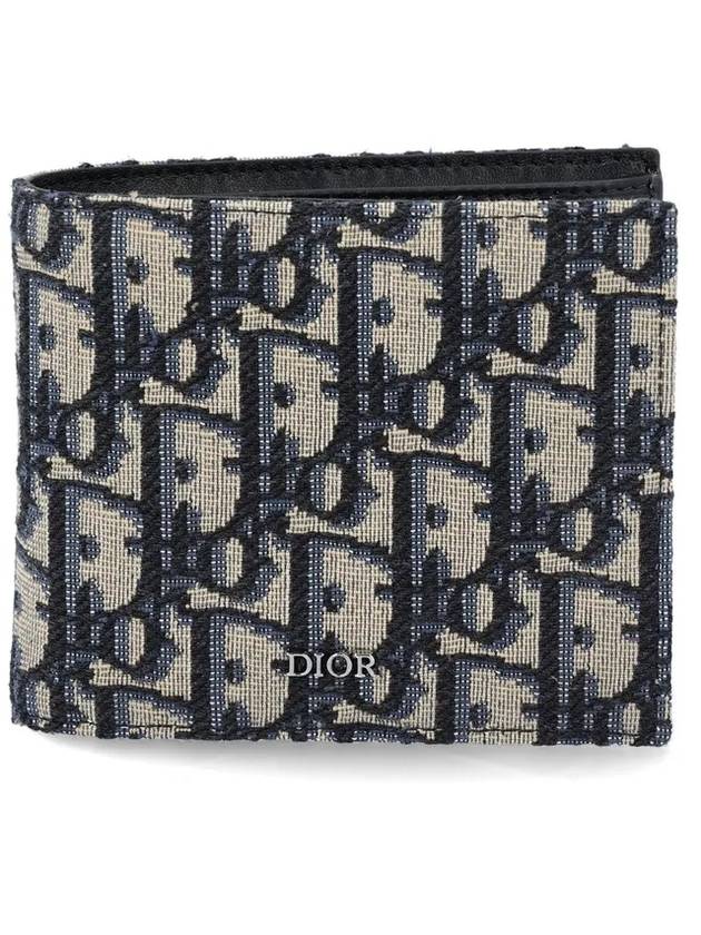 Oblique Jacquard Compact Coin Half Wallet Beige Black - DIOR - BALAAN 1