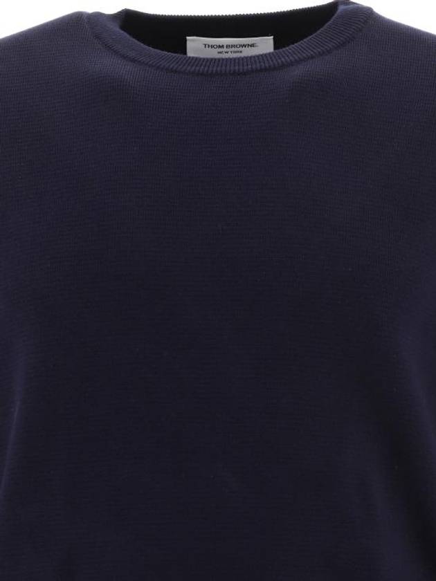 Men's Milan Stitch Armband Crew Neck Knit Top Navy - THOM BROWNE - BALAAN 4