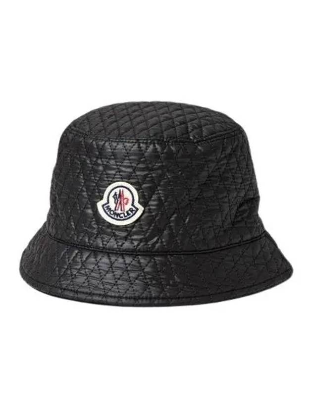 Logo patch quilted bucket hat black hat 195517 - MONCLER - BALAAN 1