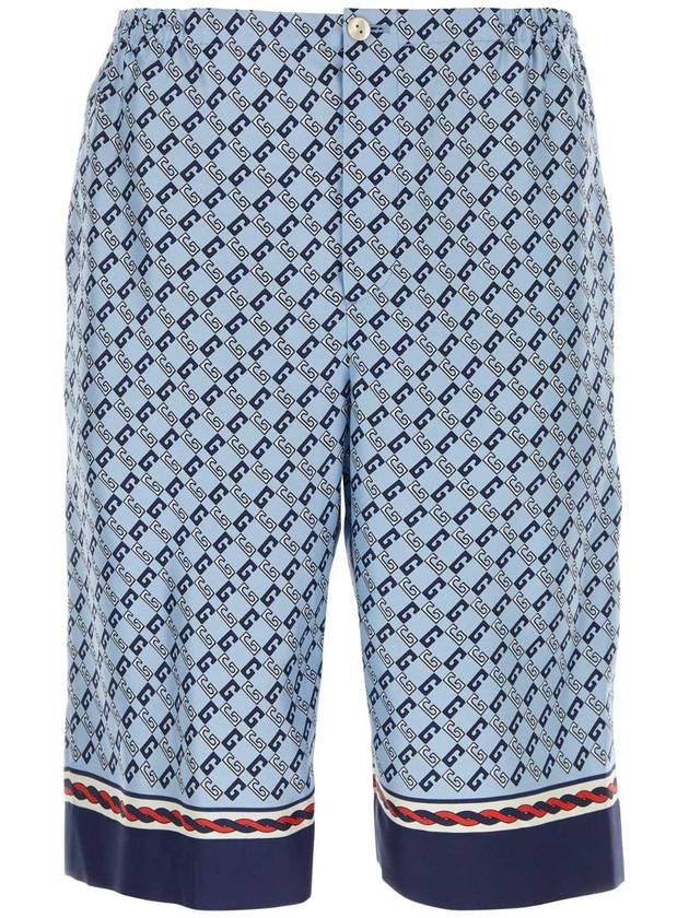 Geometric Square G Print Silk Shorts Blue - GUCCI - BALAAN 1