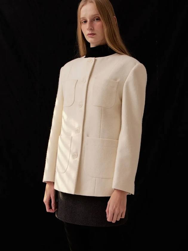 Women's Wool Half Pea Coat Ivory - LESEIZIEME - BALAAN 8