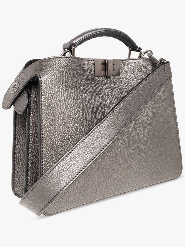 Peekaboo ISeeU Mini Leather Tote Bag Grey - FENDI - BALAAN 5