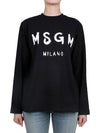 Milano Brushed Logo Cotton Long Sleeve T-Shirt Black - MSGM - BALAAN 3