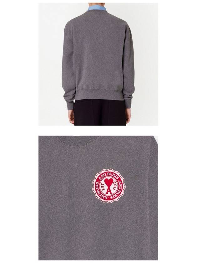 Heart Logo Patch Sweatshirt Grey - AMI - BALAAN 6