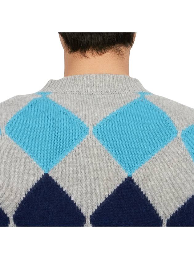 Argyle Wool Cashmere Knit Top Grey Blue - MONCLER - BALAAN 8