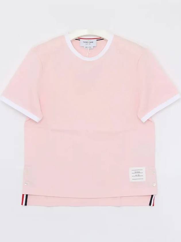 Asymmetric Hem Short Sleeve T-Shirt Pink - THOM BROWNE - BALAAN 4