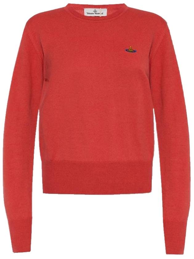 Women's Bea Logo Bea Knit Top Coral Red - VIVIENNE WESTWOOD - BALAAN 1