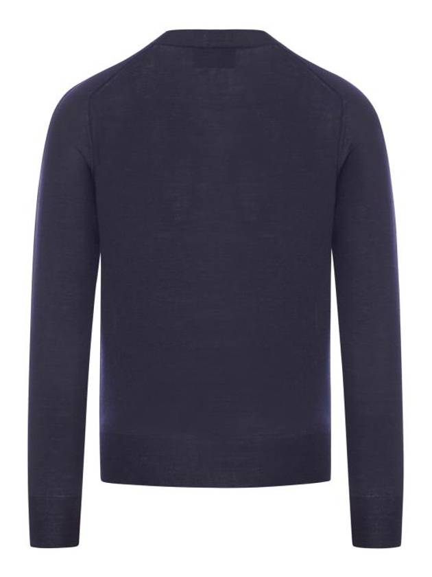 Logo Crew Neck Knit Top Navy - AMI - BALAAN 3