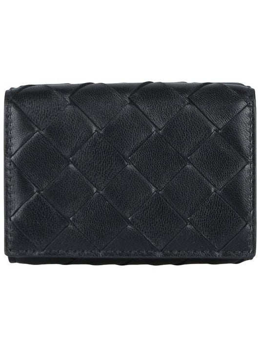 Tiny Tri-Fold Zipper Half Wallet Black - BOTTEGA VENETA - BALAAN 2