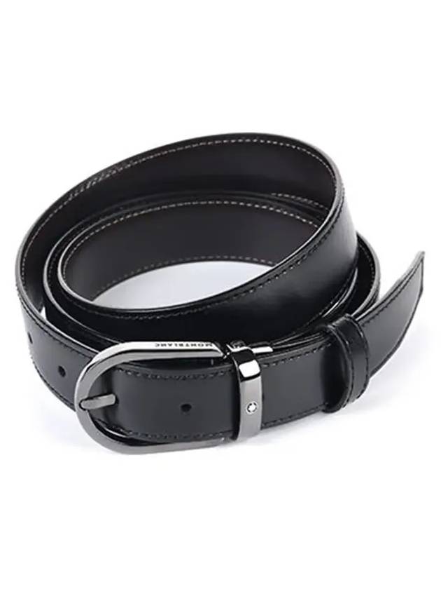 Horseshoe Buckle 30mm Reversible Leather Belt Black Brown - MONTBLANC - BALAAN 4