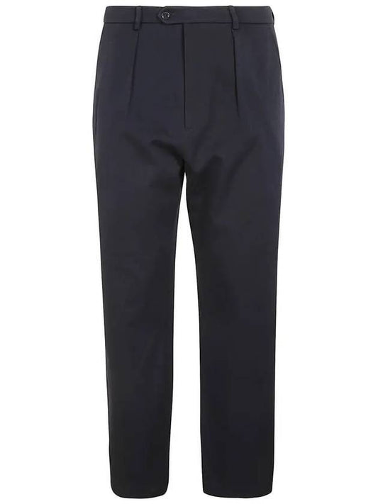 Interlocking G Patch Detail Cotton Straight Pants Blue - GUCCI - BALAAN 1