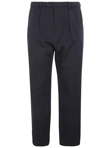 Interlocking G Patch Detail Cotton Straight Pants Blue - GUCCI - BALAAN 1