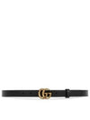 GG Marmont Double Buckle Thin Belt Black - GUCCI - BALAAN 2