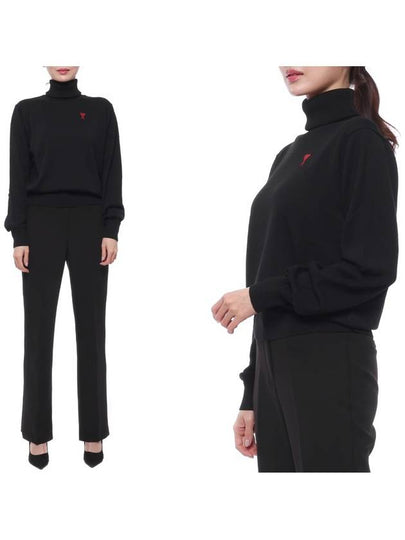 Small Heart Logo Turtleneck Black - AMI - BALAAN 2