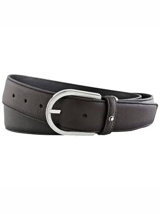 Men's Horsebit Buckle Classic Leather Belt Black - MONTBLANC - BALAAN 2