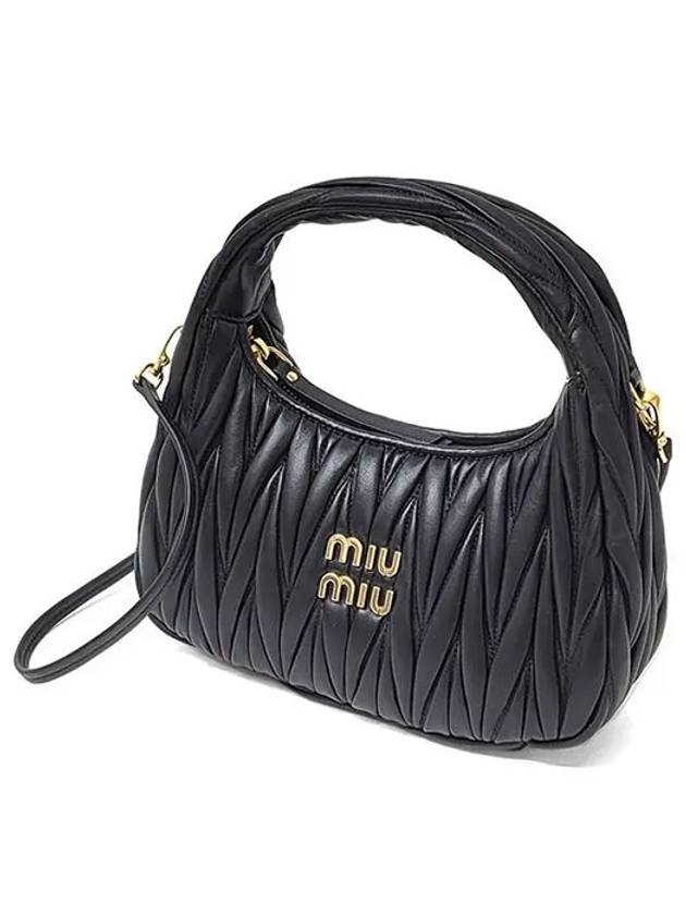 Wander Materasse Nappa Leather Mini Hobo Tote Bag Black - MIU MIU - BALAAN 3