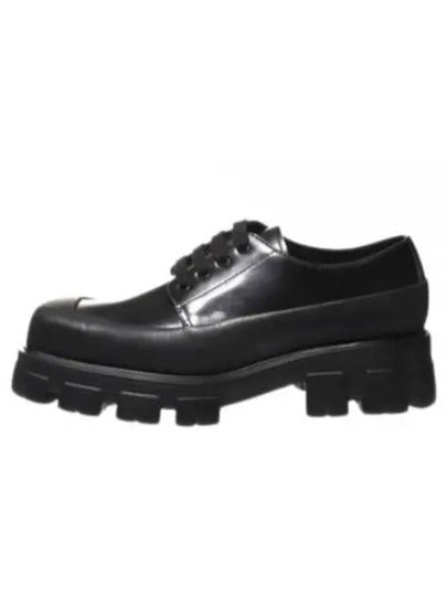 Brushed Lace-Up Leather Derby Black - PRADA - BALAAN 2