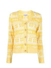 Intarsia Logo Wool V-Neck Cardigan Yellow - GANNI - BALAAN 2