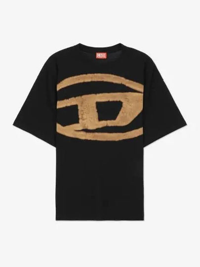 Big Logo Print Cotton Short Sleeve T-Shirt Black - DIESEL - BALAAN 2