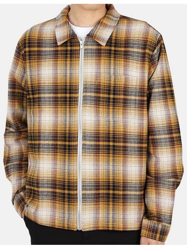 Men's Shadow Plaid Zip-Up Jacket Mustard - STUSSY - BALAAN 2