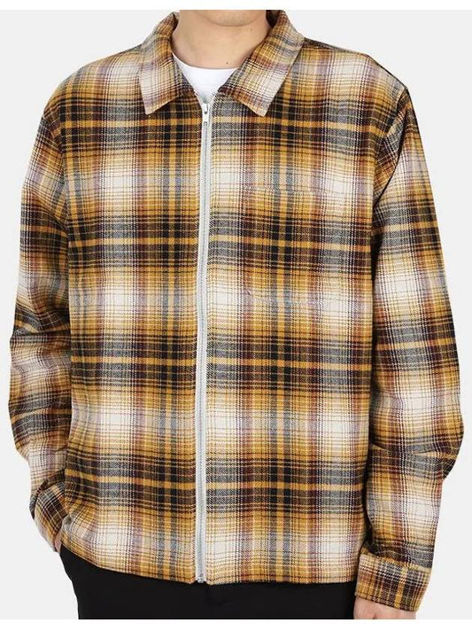 Men's Shadow Plaid Zipup Shirt Jacket Mustard 1110220 MUST - STUSSY - BALAAN 2