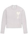 Intarsia Heart Logo Knit Top Earl Grey Ivory - AMI - BALAAN 2