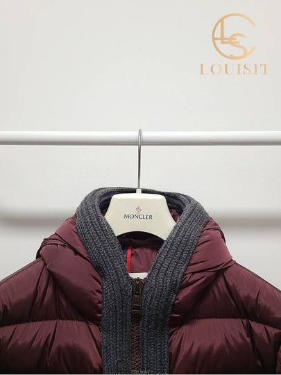 Used luxury goods Lewis It 1 Monclair burgundy canut knit hooded padded jumper - MONCLER - BALAAN 2