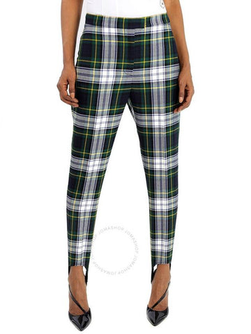 Burberry Tartan Wool High-waisted Stirrup Trousers In Ink Blue, Brand Size 6 (US Size 4) - BURBERRY - BALAAN 1