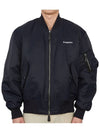 Men's Logo Print Nylon Bomber Jacket Smoke Navy - BURBERRY - BALAAN 4