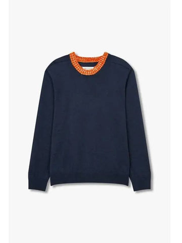 Men s crew neck point wool knit navy - MAISON MARGIELA - BALAAN 1