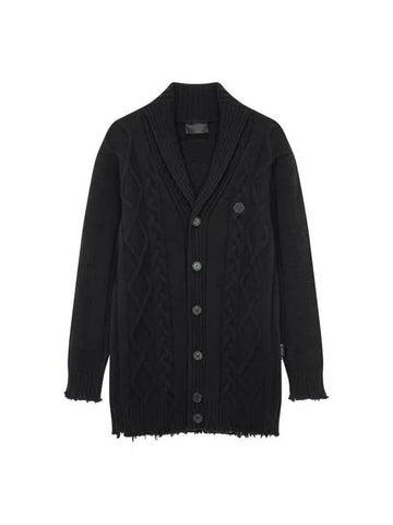 Men's shawl collar cable knit cardigan black 271378 - PHILIPP PLEIN - BALAAN 1