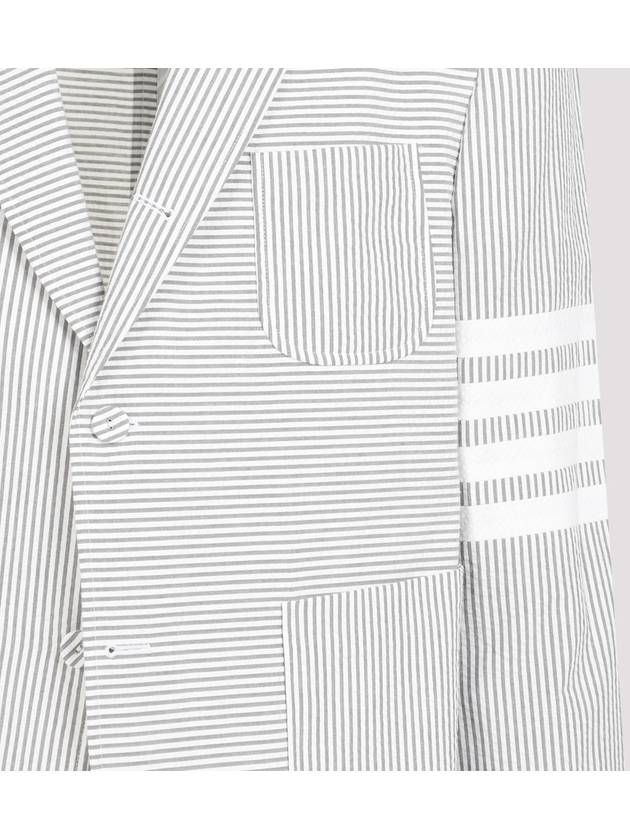 Striped Single Breasted Blazer Jacket Grey - THOM BROWNE - BALAAN 5