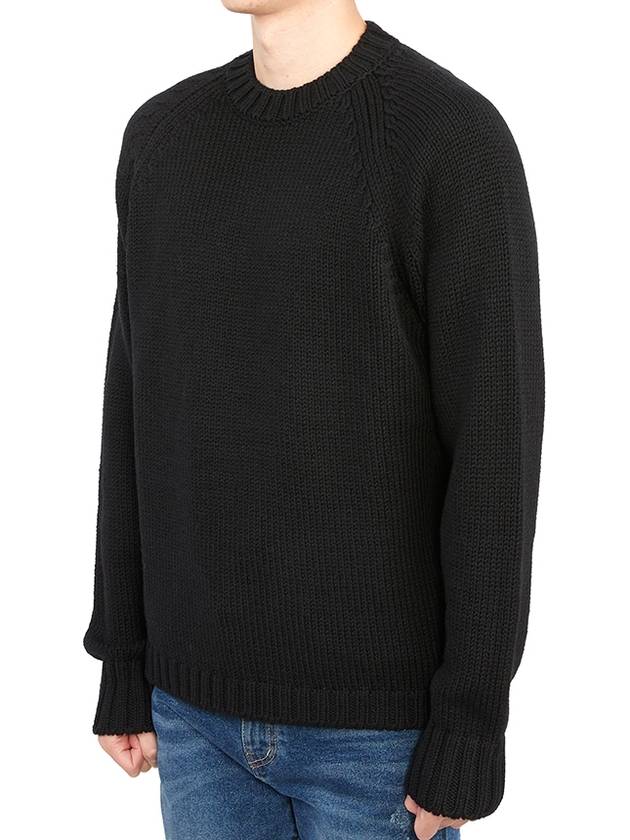 Men’s Merino Wool Knit Top Black - TEN C - BALAAN 3