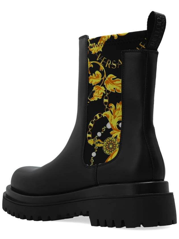 Versace Jeans Couture Chelsea Boots With Barocco Motif, Women's, Black - VERSACE - BALAAN 5