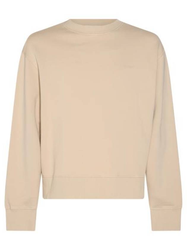 Embroidery Logo Crew Neck Sweatshirt Beige - AMI - BALAAN 1