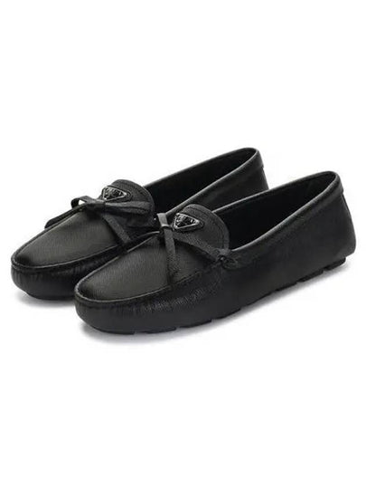 Women's Saffiano Logo Driving Shoes Black - PRADA - BALAAN 2