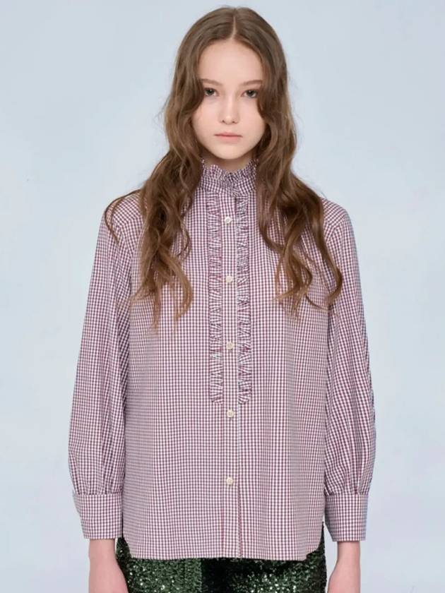 Collared cotton blouse check brown 0120 - VOYONN - BALAAN 5