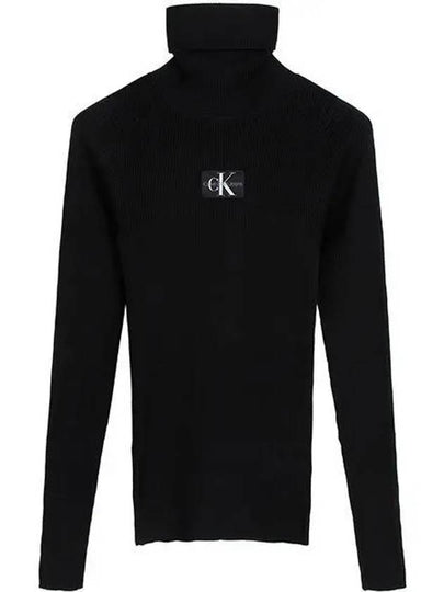 Embroidered Logo Turtleneck Black - CALVIN KLEIN - BALAAN 2