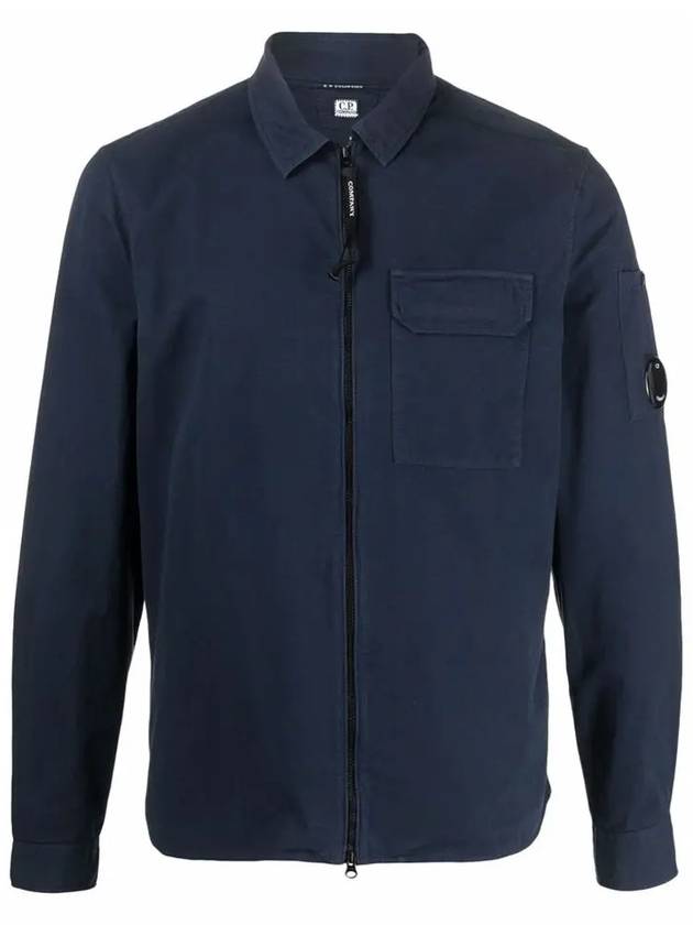 Emerized Gabardine Overshirt Zip-Up Jacket Navy - CP COMPANY - BALAAN 2