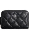 Classic Zipped Coin Purse Grained Calfskin Silver Black - CHANEL - BALAAN 3