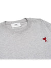 Small Heart Logo Boxy Fit Short Sleeve T-shirt Grey - AMI - BALAAN 4