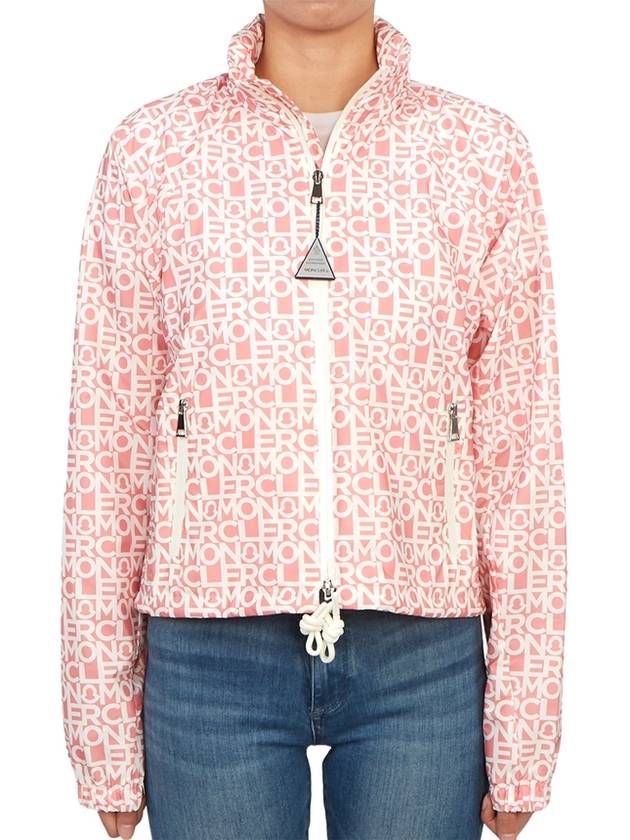 Women's Alose Logo Print Zip-up Jacket Pink White - MONCLER - BALAAN 3