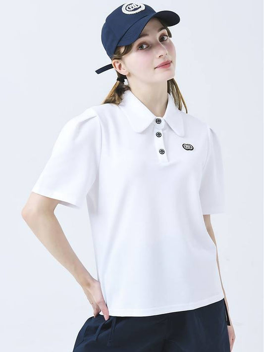 Doyou Know MC Women s Functional Material Wide Shirt Collar Pleated Sleeve White Short T DO3242TS82 - DOYOUKNOWMC GOLF WEAR - BALAAN 2