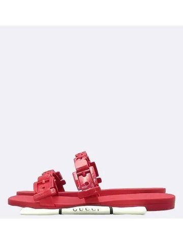 624731 Red color rubber slide women s slippers size 36 230MM - GUCCI - BALAAN 1