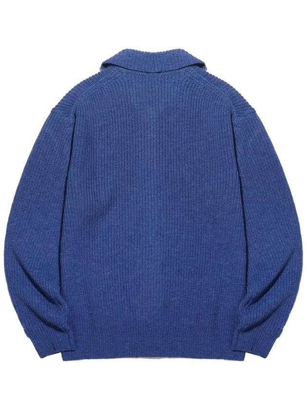 Lambswool collar knit full zip-up MBLUE - 20THHOLE - BALAAN 4