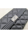 Boy Silver Long Flap Caviar Long Wallet Black - CHANEL - BALAAN.