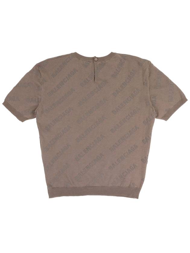 Cotton Diagonal Logo Short Sleeve T-Shirt Brown - BALENCIAGA - BALAAN 3