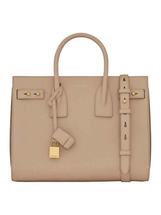 Sac De Jour Grain Leather Small Tote Bag Dark Beige - SAINT LAURENT - BALAAN 1